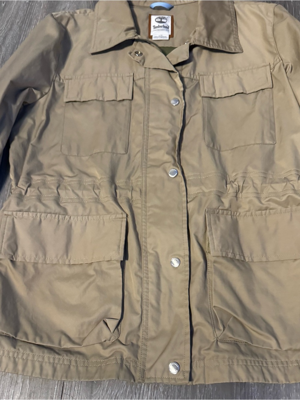 Timberland Women's Beige Utility Jacket with Multi-Pocket Front Size Large - Picture 6 of 11
